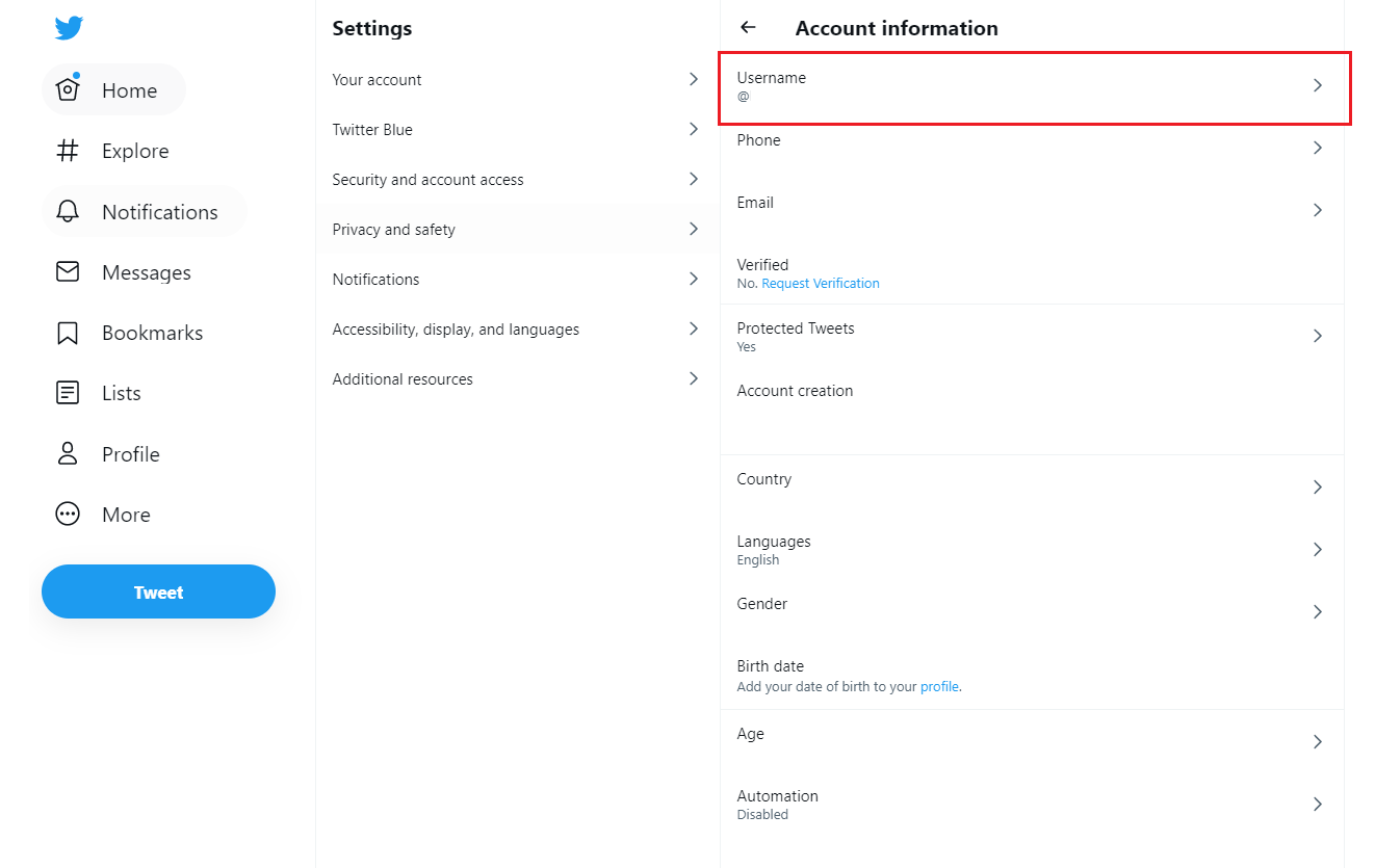 How to change name on twitter
