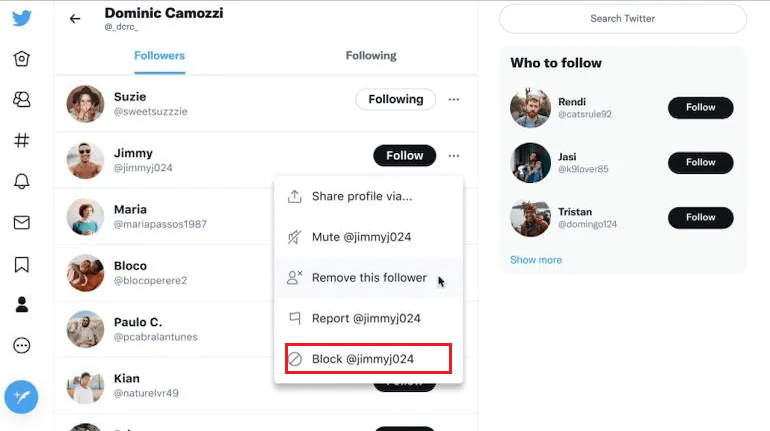 How to remove a follower on twitter