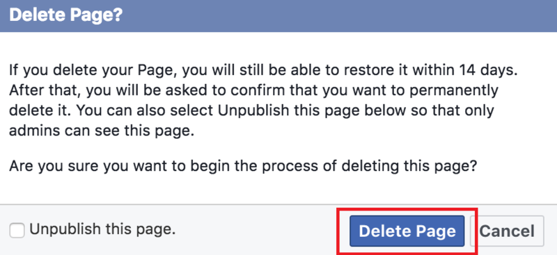 How to delete Facebook page